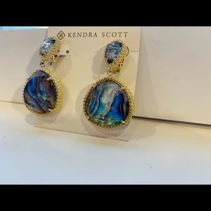 HTF Kendra Scott Abalone Shell Penny Drop clip on